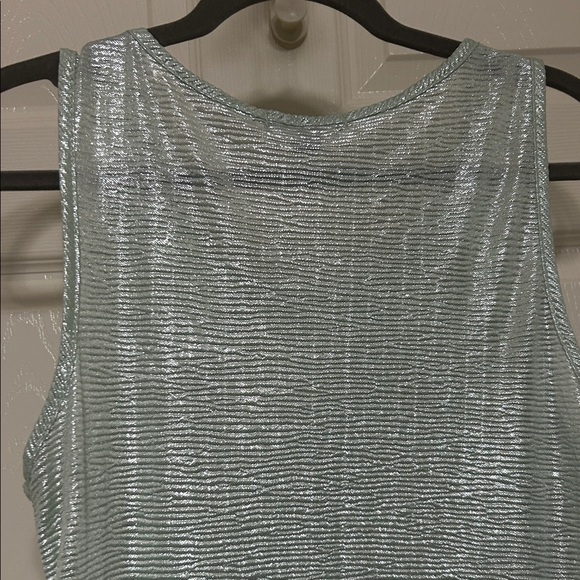 Espresso Metallic Mint Tank Top Shiny Dance Layering Piece Stretchy M to L - Picture 7 of 10